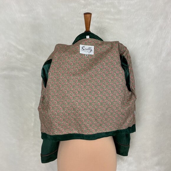 Vintage 90s Scully Green Suede Fringe Shoulder Star Buttons Western Jacket 8 - Picture 8 of 11